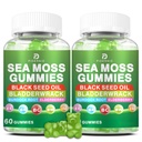 Sea Moss Gummies – Irish Sea Moss with Elderberry & Black Seed Oil, Bladderwrack, Burdock Root for Immune & Detox Support, Vegan Green Apple Flavor Gummies for Adults, Kids, Men, Women - 120 Gummies