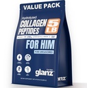 GLANZ Hydrolyzed Collagen Peptides for Men Collagen Powder for Muscle Recovery & Joint Health, Strength & Performance, Unflavored Peptide Powder, Easy Mix Wellness Supplement, 5 lb (7.5 Months Supply)