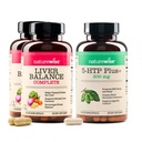 NatureWise (Pack of 2) Liver Balance - Milk Thistle, Dandelion, Turmeric - 60 Capsules[30-Day Supply] + [1] 5-HTP 200mg + Vitamin B6 - Non-GMO, Vegan - 60 Capsules[60-Day Supply]