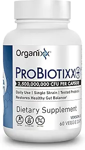 Organixx ProBiotixx+ Probiotische Supplement, Dagelijkse Probiotica voor vrouwen en mannen voor de spijsverteringsgezondheid Gut Health, Immune Support, 2,5 miljard CFU, Glutenvrij, Niet GGO, Plank Stabiel, 60 Vegetarische Capsules