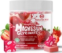 Magnesium Glycinate Zachte Kauwen, Aardbei Smaak. Kauwbare suikervrije Kalium Magnesium Kauwt met Magnesium Glycinaat, Vitamine D, B6, en CoQ10 voor Kalmte Ondersteuning & Slaap voor Volwassenen, 60 dagen levering