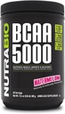 NutraBio BCAA 5000 Powder - Vegan Fermented BCAA's - Ondersteunt spiergroei, herstel, duurzaamheid - 60 porties - Watermeloen