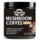 Café de champignons, 10 Mélange de poudre d'extrait de champignons Lion's Mane, Reishi, Chaga, Cordyceps, Turquie Tail, Suppléments Cerveau avec Café instantané pour l'énergie, Focus, Mémoire et Immunité 150g