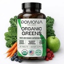 Pomona Wellness Super Greens Supplement, Vol met Superfood Vitaminen & Mineraal, Fruit & groente, Groenen Poeder voor opgeblazen en spijsvertering, Gut Health, USDA Biologische, Niet-GMO, 60 tabletten