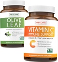 Bespaar $4 (12% korting) - Herbal Immune Bundle - Olive Leaf Extract (Non-GMO) Super Sterkte: 20% Oleuropein 750mg caps en Immune Support - Vitamine C met Zink, Vitamine D, Vlierbessen & Echinacea (Non-GMO)