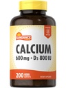 Sundance Calcium with Vitamin D3 | 600mg | 200 Caplets | Vegetarian, Non-GMO, and Gluten Free Supplement