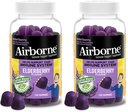 Airborne Elderberry + Zinc & Vitamin C Gummies for Adults,Immune Support with Antioxidants Vitamins C,D & E,Elderberry Flavor,130 Count (Pack of 2)