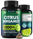 Extrait d'agrumes Bergamot 1000mg - Supplément d'agrumes Bergamot pour le cœur, le système immunitaire et le vieillissement en santé - Capsules de Bergamot pures et végétales
