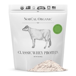NorCal Organic - Classic Whey Protein - 100% Grass-Fed en Grass-Finated - UNFLAVORED - Lecithin-Free - 2lb Bulk