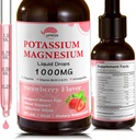 Kalium Magnesium Citrate Supplement, Magnesium Liquid Drops met Magnesium Glycinate 1000mg met Ashwagandha, Zinc, Ondersteuning Clam & Support Immune System(Strawberry,2 FL.OZ.)