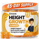 Height Growth Gummies (90 Count), Calcium 300mg, Magnesium Glycinate 50mg, Zinc, Ashwagandha, Vitamin D3 K2, Height Support Multivitamin, Bone Strength and Growth Supplement for Teens, Adults