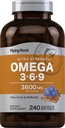Piping Rock Omega 3 6 9 Supplementen voor vrouwen en mannen 3600mg 