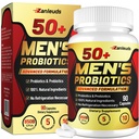 Probiotics for Men, Potent 50+ Mens Probiotic, Complete Gut & Digestive Health, with 850 Billion CFU, Prebiotic Fiber, Energize, Immune, Mens Probiotics for Gut Health Over 50-90 Capsule