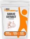 BulkSupplements.com Poudre d'extrait d'ail - Supplément d'ail, supplément à base de plantes, Allium Sativam - Herbal & Gluten Free, 800mg par portion, 500g (1,1 lb) (paquet de 1)