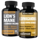 NooMost Lion’s Mane + Ginkgo Biloba Bundle – Organic Lion’s Mane Mushroom Extract (60 Caps) & Bonus Brain-Focus Support – Vegan • Non-GMO • Made in USA