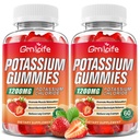 2 Pack Potassium Gummies for Adults, Potassium Chloride Gummies 1200mg Support Leg Cramps & Electrolyte Balance, Strawberry Flavor 120 Count