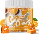 Bovine Colostrum Kauwen Supplement met probiotica voor Gut Health, Bloating, Immune Support, Huid, Haargroei en Schoonheid - Oranje smaak (60 Serven)