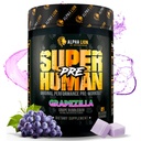 ALPHA LION Superhuman Pre Workout Powder, Beta Alanine, L-Taurine & Tri-Source Cafeine for Sustained Energy & Focus, Nitric Oxide & Citrulline for Pump (21 Servings, Grapezilla)