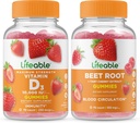 Levensvatbare vitamine D 10000 IE + Beetwortel, Gummies Bundel - Geweldig proeven, Vitaminesupplement, Glutenvrij, GGO-vrij, Kauwgom