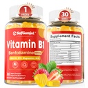 Vitamine B1 Gummées: 500mg Benfotiamine avec vitamine B6 B9 B12 & Magnésium pour la santé, l'énergie et le métabolisme Nerveux Soutien au sucre, sans OGM, végétalien, 60 comtes