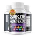 Quercetin Bromelain Zink Vitamine D3 Vlierbessen Kurkuma Rozemarijn Blauwe bosbessen Sage Odorless Knoflook Groene thee Melk Thistle Oregano -150 Capsules- Made in USA