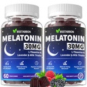Adults Melatonin Gummies 30mg: Extra Strength Sugar Free Melatonin Gummies with Magnesium L-Theanine Chamomile Lavender Vitamin B12 B6 D3 - Nighttime Deep Zzz Aid Immune Support(120Count)