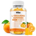 L-Theanine Gummies, Chewable L-Theanine Supplement for Adults & Kids 400mg with Ashwagandha, GABA, 5HTP for Relax, Zzz & Focus Support, Orange Flavor, 60 Counts
