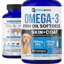 Omega 3 Visolie voor honden Capsules - Zalmolie voor honden - Hond Visolie supplement Kan helpen Vergieten, Allergie, Jeuk - Ondersteuning droge huid, gewrichten - Hondenhuid en jas supplement - 180 Visolie pillen