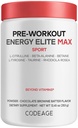 Codeage Pre-Workout Energy Elite Max - Chocolate Brownie Batter Flavor - L-Citrulline, Betaine, Beta-Alanine, Rhodiola Rosea, L-Tyrosine, Taurine - Workout Energy Powder Supplement - 12.45 oz