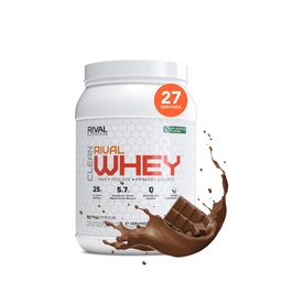 RIVAL NUTRITION Clean Rival Whey Pure Chocolate Protein Powder I Whey Isolate Primary Source I 2 Lb, 27 Servings I No Artificial Flavors or Colors I 25g Protein Per Scoop | Muscle Recovery