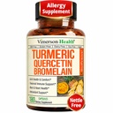 Quercetin avec supplément curcumin bromelain curcuma – anti-allergie, soutien joint et immunitaire – supplément curcuma biologique avec poivre noir (bioperine) – 180 capsules de quercetin 500mg