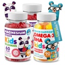 DR. MORITZ Calm Magnesium Gummies for Kids (60 Count, 2 Pack) and Kids Omega 3 Gummies (90 Count) Bundle - Low Sugar, Vegetarian, No Fish Oil