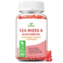 Sea Moss Gummy's voor volwassenen Kids with Chlorofyl, Bladderwrack, Burdock Root, Blck Seed Oil, Vitamine C & D3, Zink, 8-in-1 Potent Formula ondersteunt Immune System & Boost Energy (1-Pack)