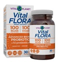 Vital Planet - Vital Flora Advanced Biome Probiotic 100 Miljard CFU, 100 Diverse Strains, 10 Biologische Prebiotica, Immune Support, Colon en Digestieve Gezondheid Probiotica voor vrouwen en mannen 30 Capsules