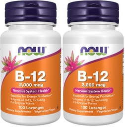 NOW Foods Supplements, B-12 2,000 mcg, Energy Production*, Nervous System Health*, 100 Lozenges (Pack of 2)