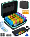 Maandelijkse pil Organizer 3 Times a Days, Friwole Medicine Organizer Box met Portable Hard Shell en Pill Cutter, 31 dagen pil Box met maandelijkse en wekelijkse Sticker (3 keer per dag)