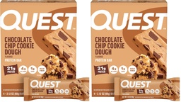 Quest Nutrition Chocolate Chip Cookie Dough Protein Bars,21g Protein,4,Net Carbs,1g Sugar,High Fiber,Gluten Free,Keto Friendly,4 Count (Pack of 2)
