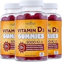 NIEUWE AGE Vitamine D3 5000 IE 125 mcg Gummies - Ondersteuning Immune Support, Strong Bone Health - Non-GMO, Glutenvrij, Dairy-Free, No Gelatine (180 Gummies (Pack of 3))