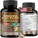 Wormwood Black Walnut Clove Cleanse for Humans,18-in-1 Liposoma Herbal Gut Health & Digestive Support,with Pumpkin Seed,Oregano,Bromelain,Fennel & Turmeric,120 Vegan Non-GMO Capsules