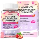 Sugar Free Multivitamin Gummies for Women 14+ with Iron, Inositol, Folate, Vitamins A C D3 E B12 K2, Herbal & Mineral Blend, Daily Vegan Gummy for Hair, Skin, Energy, Immune Support – 60 Count