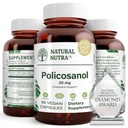 Natural Nutra Policosanol 20mg with Octacosanol, Supplement to Promotes Fluid Circulations, Improve Blood Circulation, Supports Maintain Fat Level, Improves Cardiovascular Health, 60 Vegan Capsules