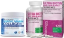 Bronson Marine Collagen Peptides Hydrolysed Protein Powder + Ultra Biotin 10 000 Mg Peau de cheveux et ongles Supplément