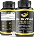 Micronized Creatine Monohydraat Capsules, 5.000 mg per portie, Voordeel voor spiergroei, Energie Boost, Creatine Pillen Geschikt voor mannelijke & Women, Non-GMO, Glutenvrij, 180 Capsules