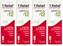 T-Relief Arnica +12 Cream Natural Relieving Actives for Back Pain Joint Sorness Muscle Aches & Stiffness, Whole Body Fast Acting Relief for Women & Men - 4 oz (4 Pack)