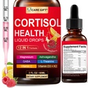 Cortisol Supplement Liquid Drops, 12-in-1 Cortisol Reducer for Women Men w/ Magnesium Glycinate Ashwagandha L-Theanine GABA for Relaxation Stress, Sleep Support Focus Support, Hormone Balance 2 Fl Oz