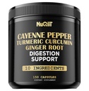 Gélules de poivre de Cayenne avec racine curcumine curcumine, racine gingembre, HCl berbère et plus - Soutien système immunitaire, digestion, santé articulaire et de coeur - 150 capsules