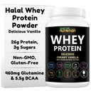 SHIFAA NUTRITION Delicious Creamy Vanilla Halal Whey Protein Powder 2Lbs | 26g Protein, 5500mg BCAAs, and 460mg Glutamine | for Recovery & Lean Muscles | Gluten-Free | Non-GMO | Keto-Friendly