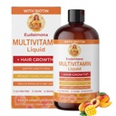 Liquid Multivitamin + Hair Growth | Biotin 10000mcg | Support Healthy Skin,Promote Thicker,Fuller Hair,Reduce Wrinkles & Fine Lines | uitable for Women & Men, Ages 18+ | 15.22 Fl Oz (Peach Mango)