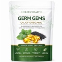 Helix Health Germ Gems Oil of Oregano Softgels with Black Seed Oil – 4X Strength Carvacrol & Thymoquinone for Immune & Digestive Support – 2-in-1 Formula, Plant Based, Non-GMO,200 Count