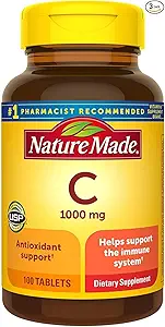 Nature Made Vitamine C 1000 mg Tabletten, 100 Tellen om het immuunsysteem te ondersteunen